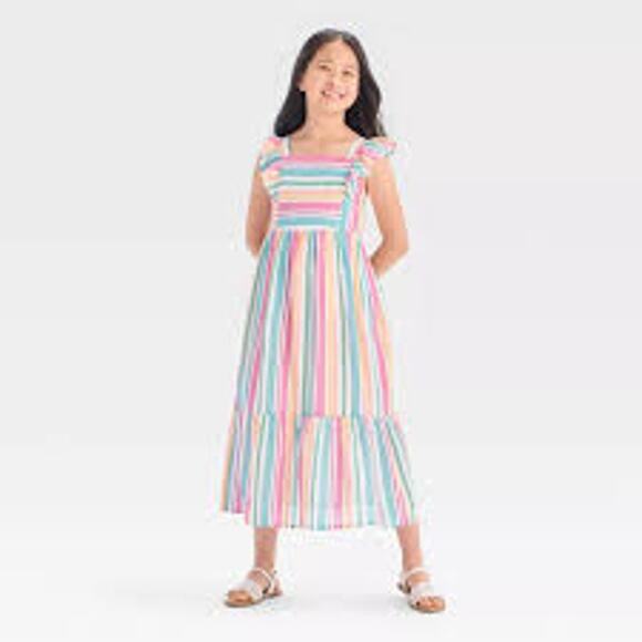 Cat & Jack NWT Girls' Sleeveless Striped Maxi Dress Size L (10/12) - Picture 1 of 7